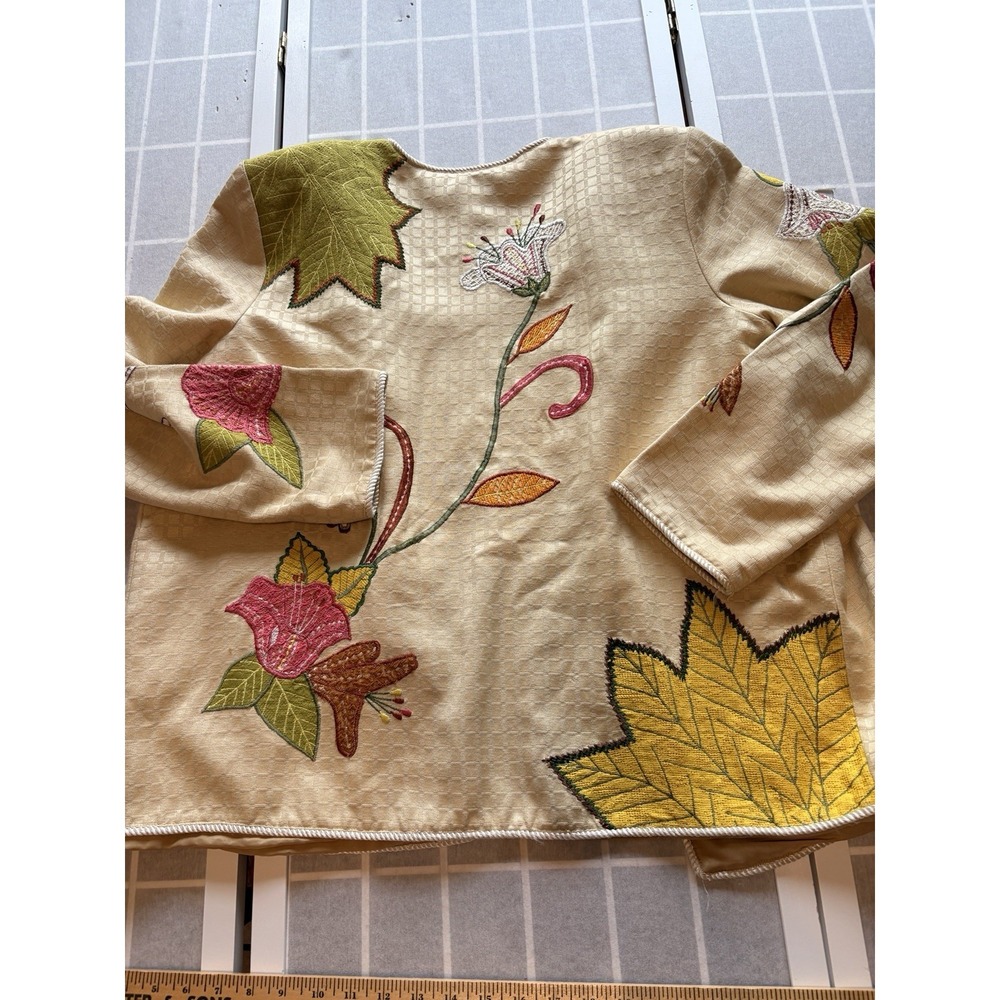 Indigo Moon Floral‎ Embroidered Lined Blazer Cardigan Boho Artsy Comfort Sz 1X - Picture 7 of 9